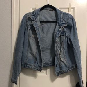 Women’s Distressed Cropped Jean Jacket